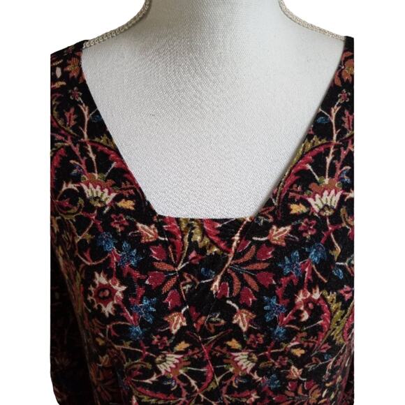 GUC J.Jill Dress Multicolor Floral Relaxed BabyDoll Drape Long Sleeve Boho - Picture 6 of 13